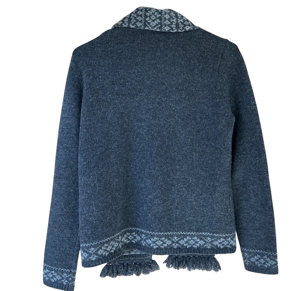 VTG Jillian Jones Gray Lambswool Cardigan Sweater W/Scarf Sz S Fair Isle Preppy‎ - Picture 2 of 8